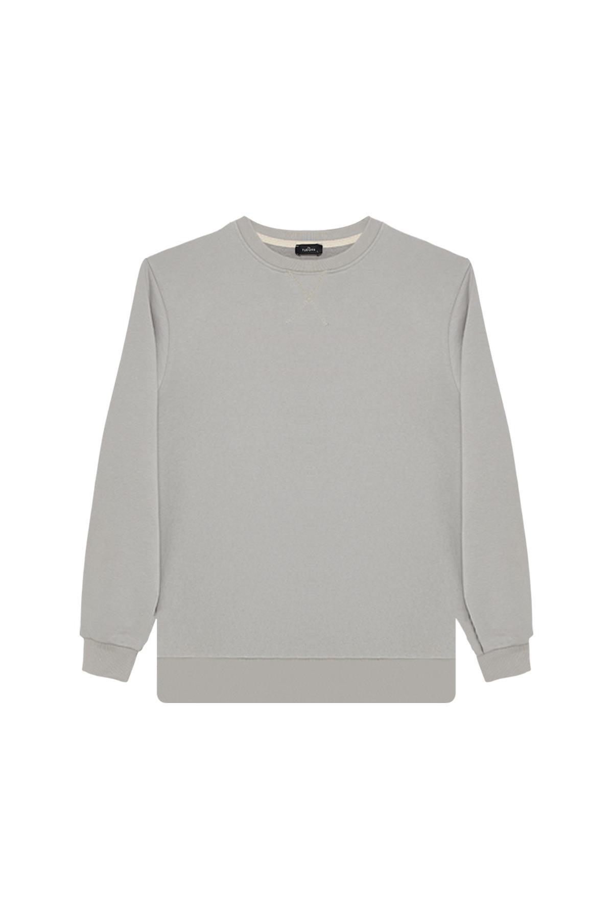 Tudors Unisex 3'lü Paket Siyah-Yeşil-Taş Relax Fit %100 Pamuk 3 İplik Bisiklet Yaka Sweatshirt görsel 3