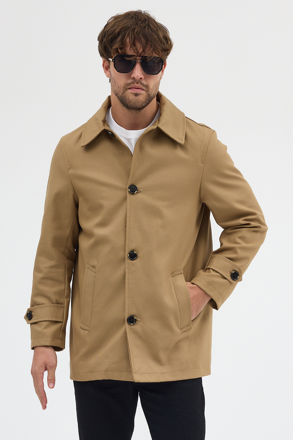 STONCS Erkek Bej Gömlek Yaka Trençkot