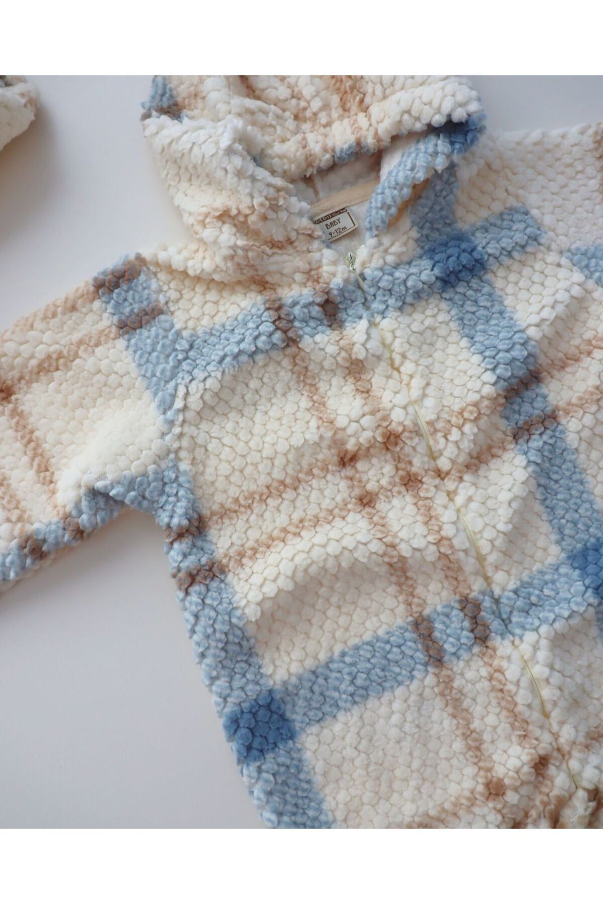 TinyAlp Bayramlık Peluş Kışlık Yumuşacık Ekose Velsoft Kız Erkek Bebek Tulum fotoğrafı 5 (önizleme)