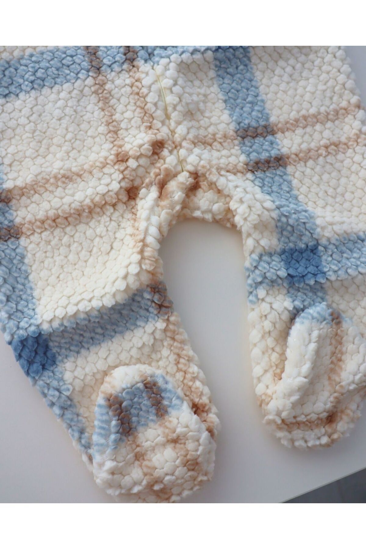 TinyAlp Bayramlık Peluş Kışlık Yumuşacık Ekose Velsoft Kız Erkek Bebek Tulum fotoğrafı 6 (önizleme)