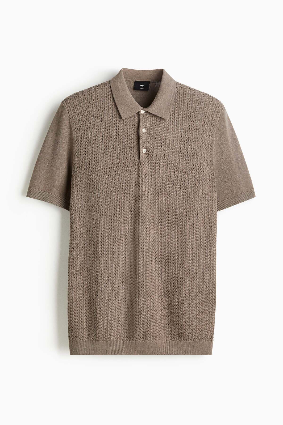 H&M Slim Fit Cable-knit polo shirt