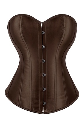 Belle Bellegance saten kahverengi korse Fransız sarayı stili kadın