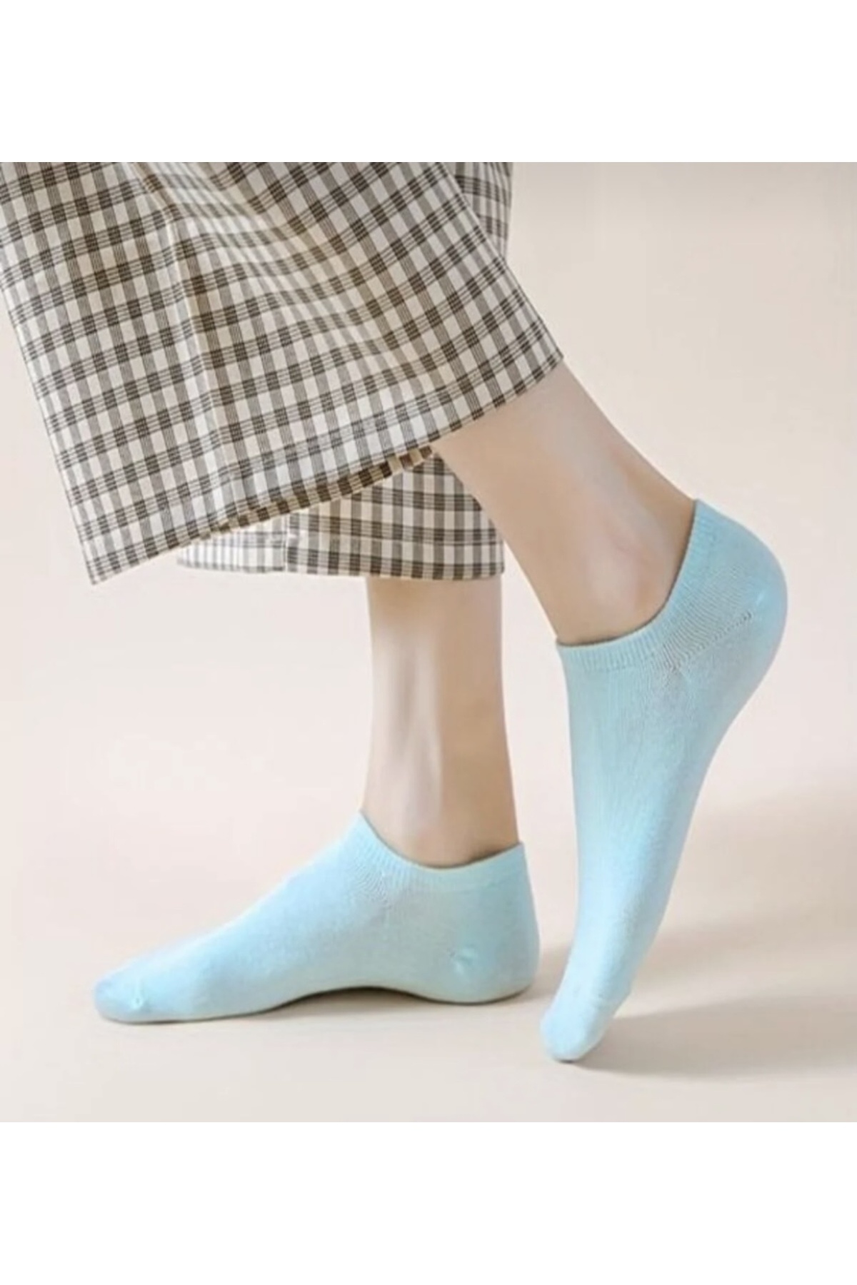 H&N Socks 10 Çift Ekonomik Paket Düz Renk Kadın Kısa Patik Çorap görsel 3