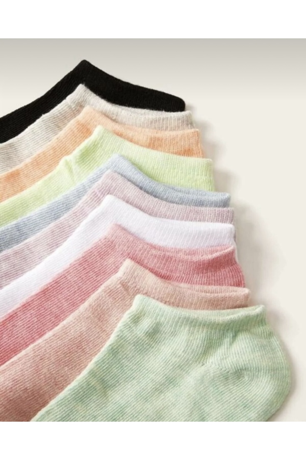 H&N Socks 10 Çift Ekonomik Paket Düz Renk Kadın Kısa Patik Çorap görsel 2