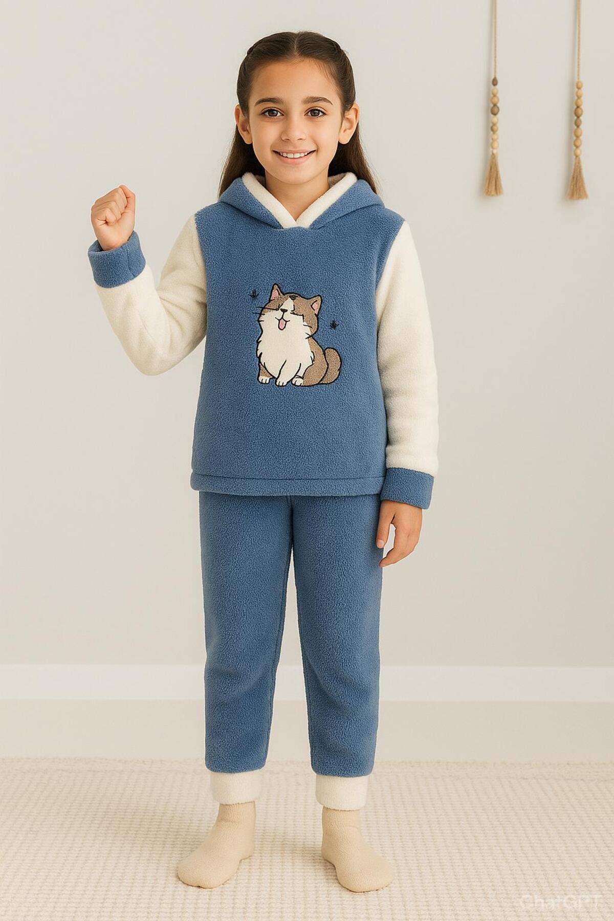 RAPAPA Kız Çocuk Polar Welsoft Pijama Takımı – Soğuk Günler İçin Sıcak Tutucu Yumuşak Kumaş 42586 fotoğrafı 5 (önizleme)