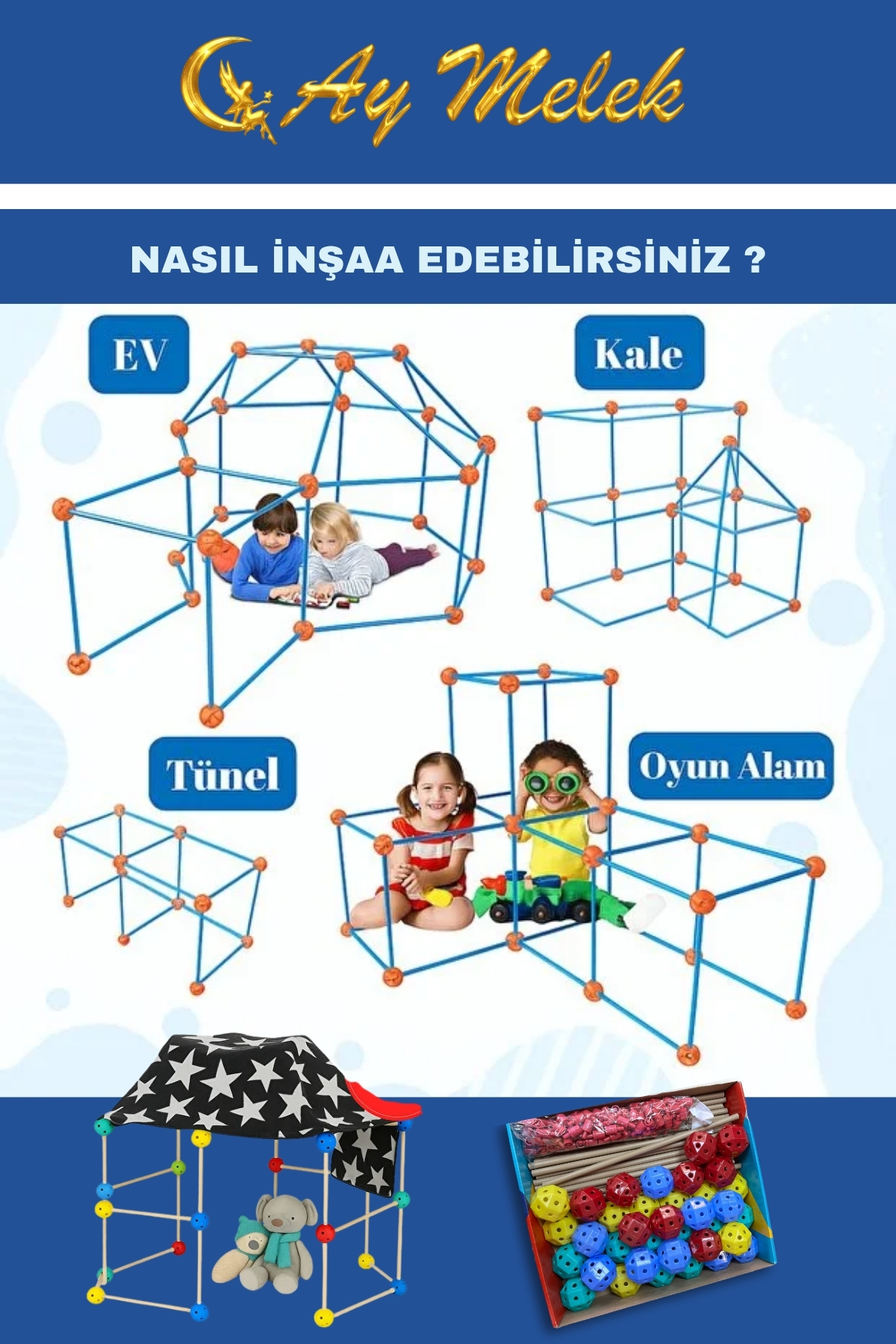 AYMELEK Çocuk Oyun Çadırı Kurulumlu | Eğitici ve Eğlenceli Aktivite Çadırı fotoğrafı 4 (önizleme)