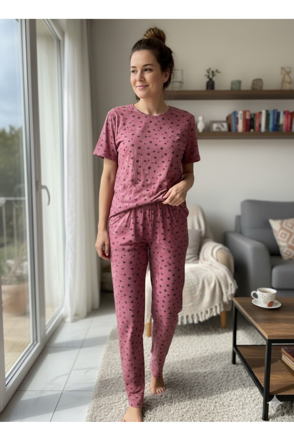 Generic Brands ŽENSKI PINK PIZAMA SET SA ZVEZDICAMA