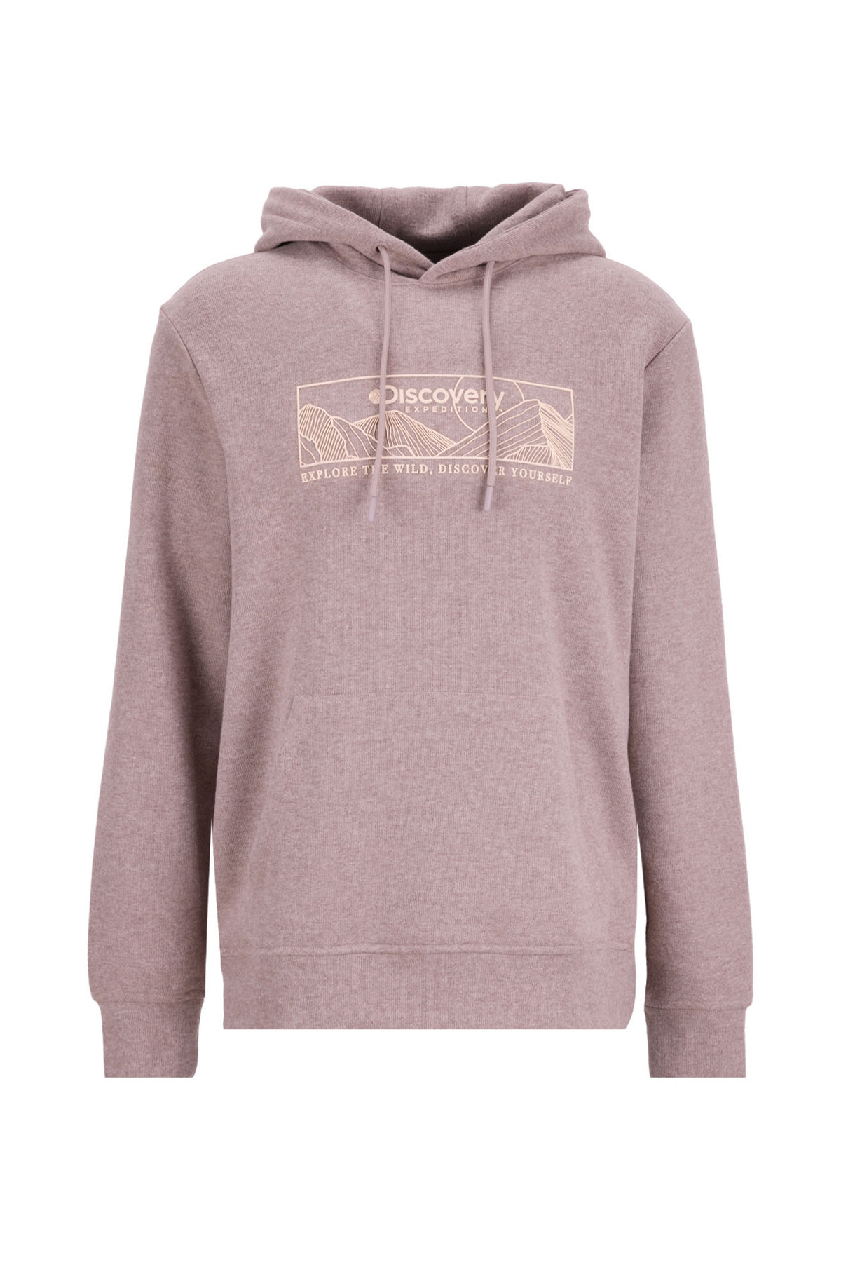 دیسکاوری اکسپدیشن سویشرت مردانه طرح‌دار یقه گرد قهوه‌ای روشن مدل D5WM-SWT3840