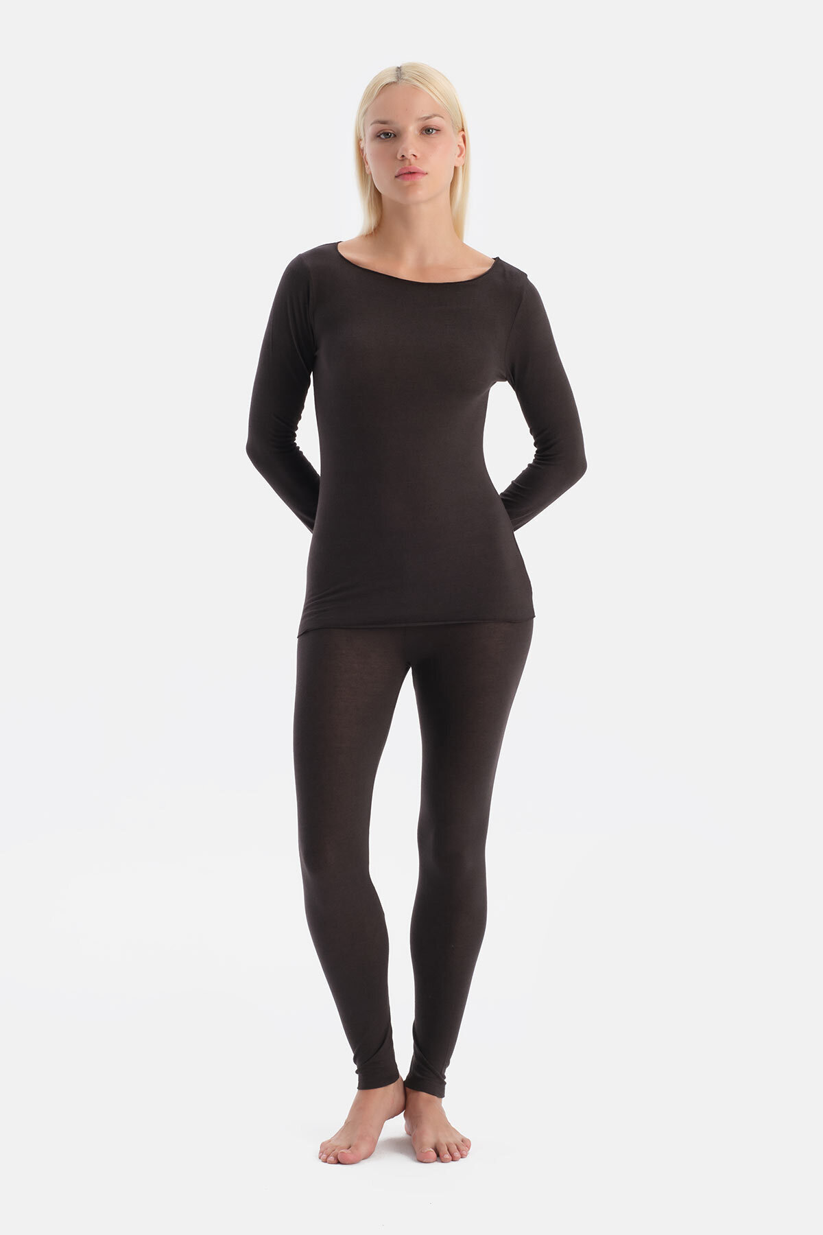 Eros Koyu Kahve Modal Kaşmir Tayt