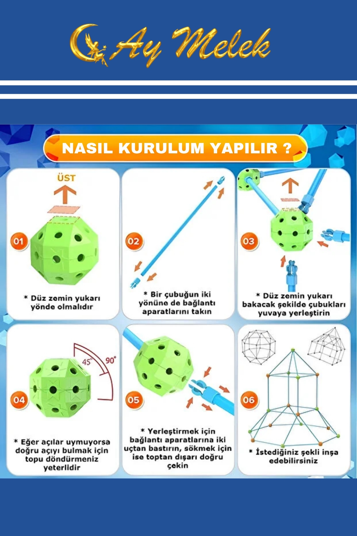 AYMELEK Çocuk Oyun Çadırı Kurulumlu | Eğitici ve Eğlenceli Aktivite Çadırı fotoğrafı 5 (önizleme)