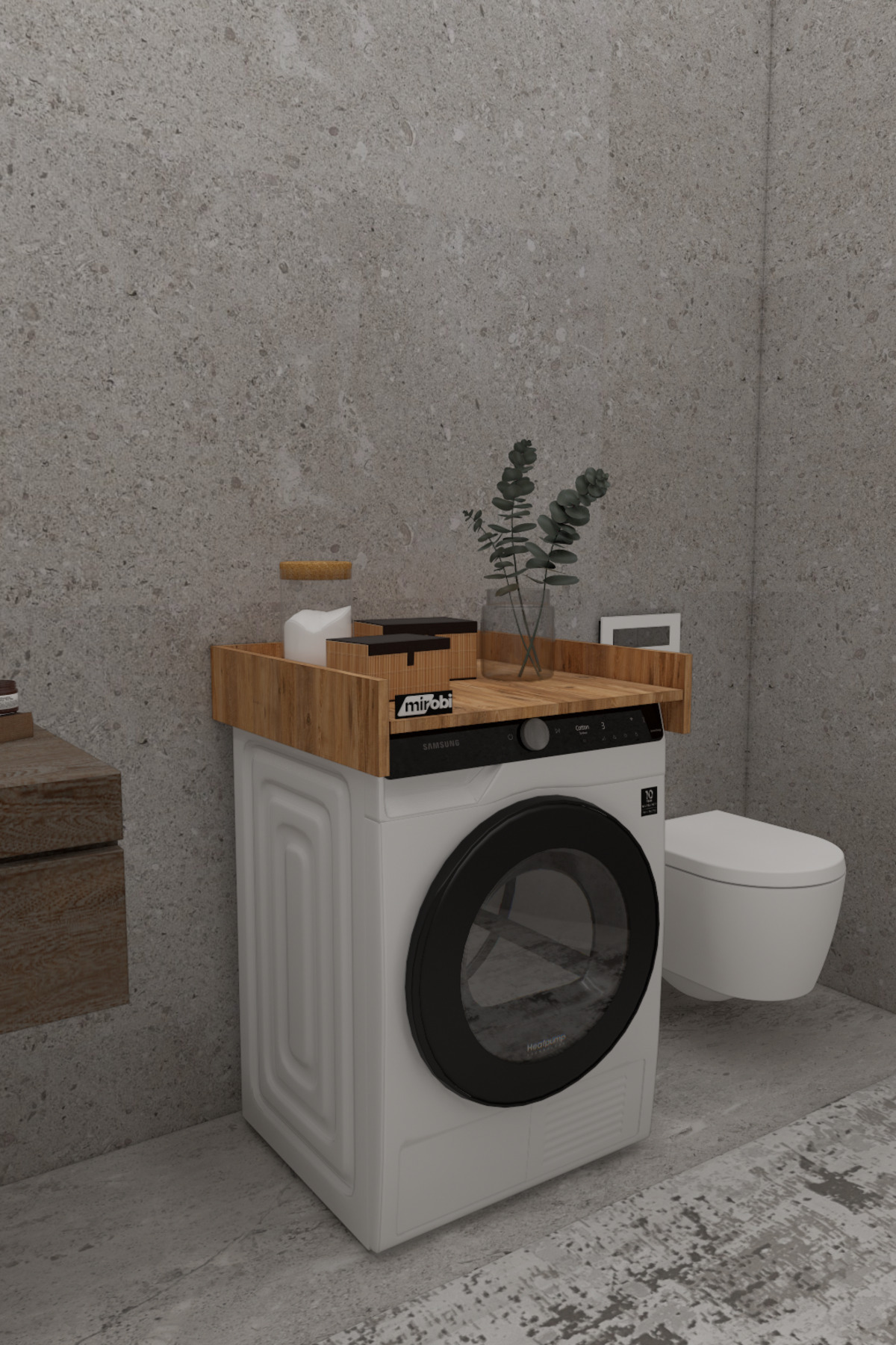 Mirobi Lumi Banyo Dolabı Çamaşır Ve Kurutma Makinesi Rafı Dolabı Bağlantı Aparatı Çam