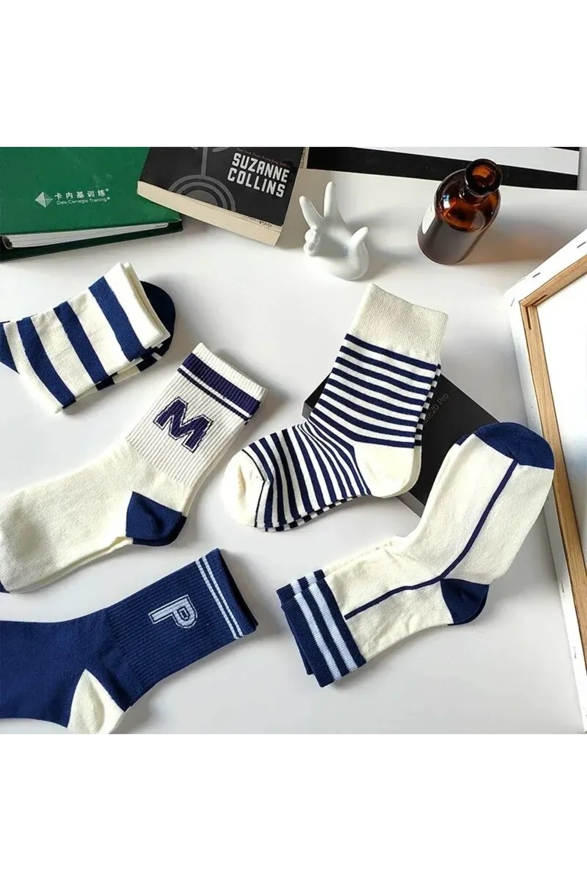 H&N Socks 5 Çift Ekonomik Paket Unısex Kolej Tenis Çorap görsel 2