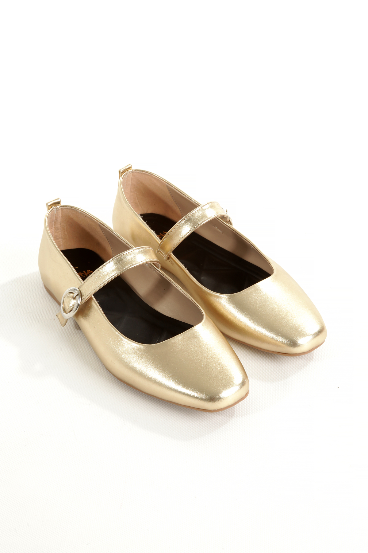 EPTC  Altın Gold Metalik Mary Jane Kadın Babet - Parlak Şık Günlük Ayakkabı - Görsel 6