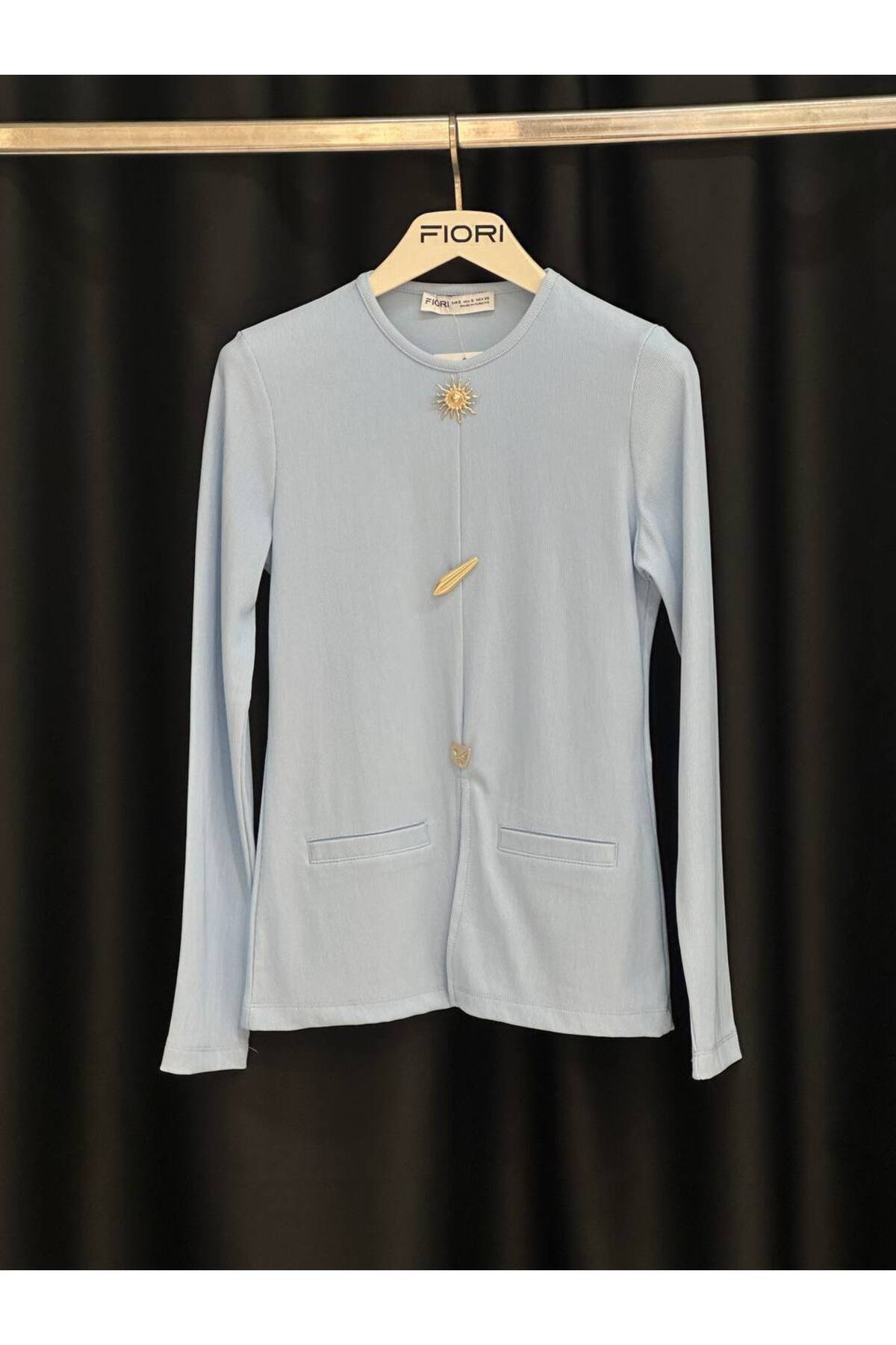 FioriModa Drapeli Güneş Aksesuarlı Uzun Kollu Bluz