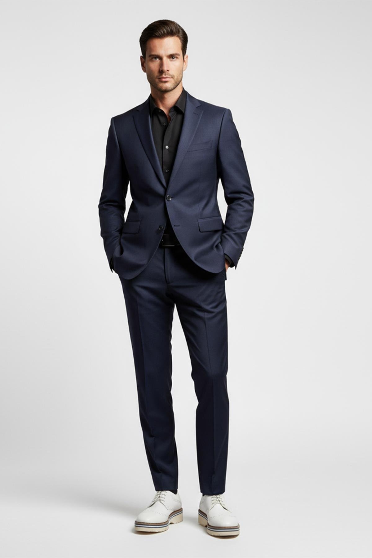 دریدریم کفش مردانه بروگ با کفی ضخیم و چرم اصل سفید