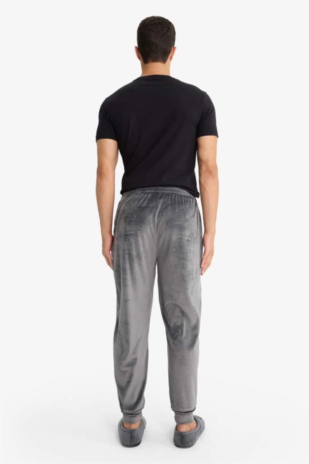 DeFacto Ultra Yumuşak Regular Fit Cepli Kadife Pijama Altı F4672AX25WN görsel 6