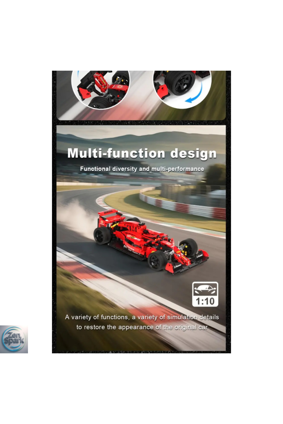 بیش از ۱۲۰۰ قطعه، کیت مونتاژ خودرو مسابقه‌ای سوپر اف-۱ قرمز ۱:۱۰ – اتصال مکانیکی | خودتان بسازید