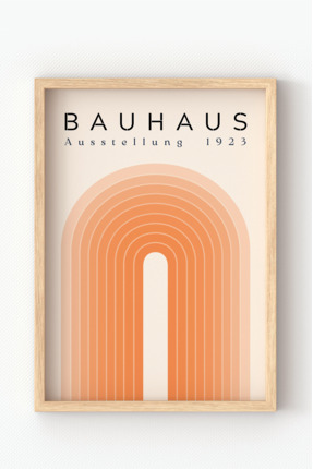 MIOVI Ahşap Çerçeveli Bauhaus Ausstellung 1923 Poster – Pastel Tonlarda Yarım...