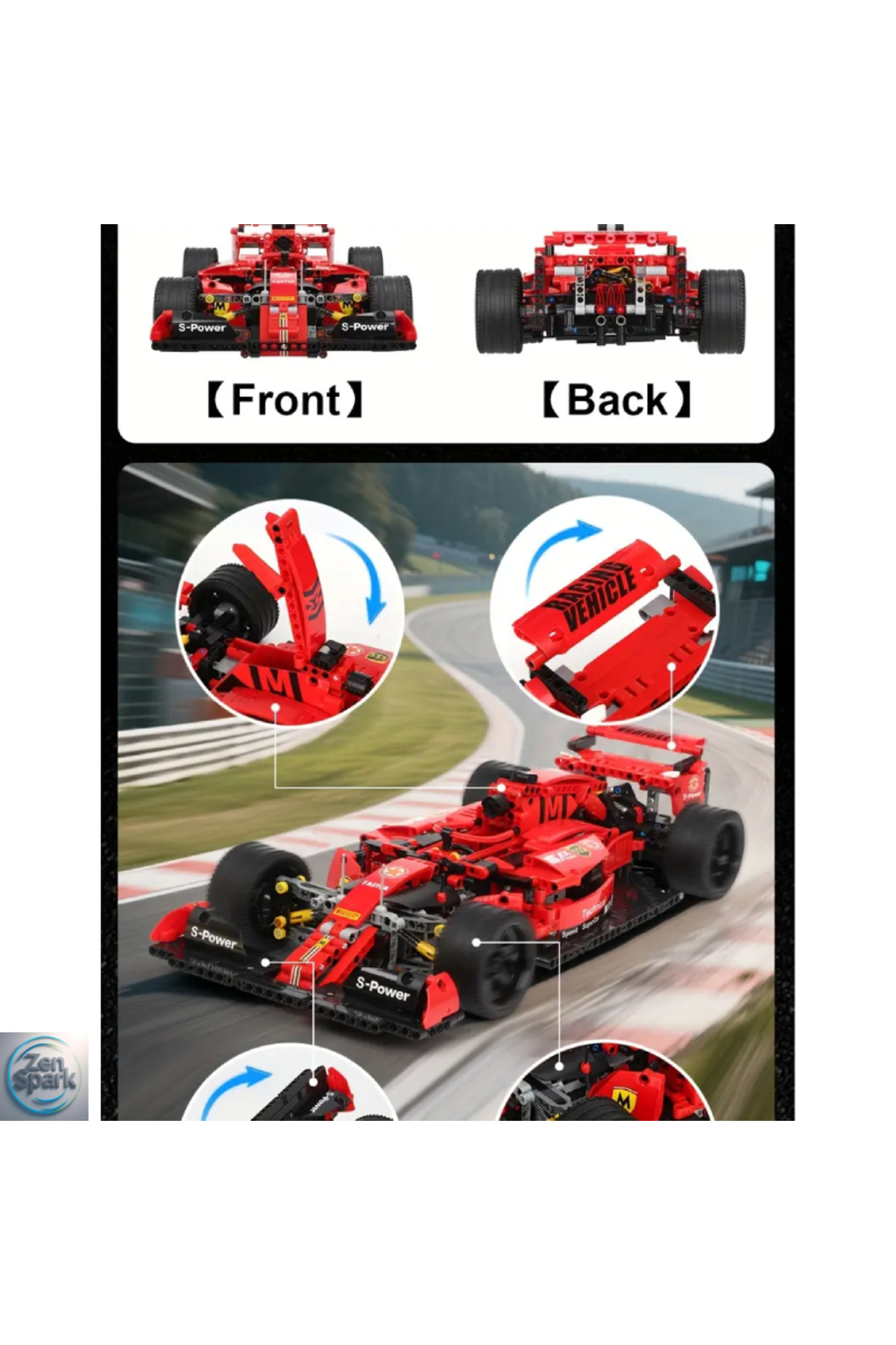 بیش از ۱۲۰۰ قطعه، کیت مونتاژ خودرو مسابقه‌ای سوپر اف-۱ قرمز ۱:۱۰ – اتصال مکانیکی | خودتان بسازید