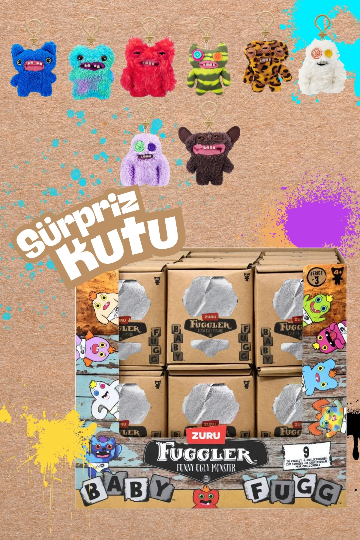 Nandy Home Anahtarlık Fuggler, Peluş Figür Fuggler - Funny Ugly Monster Figür