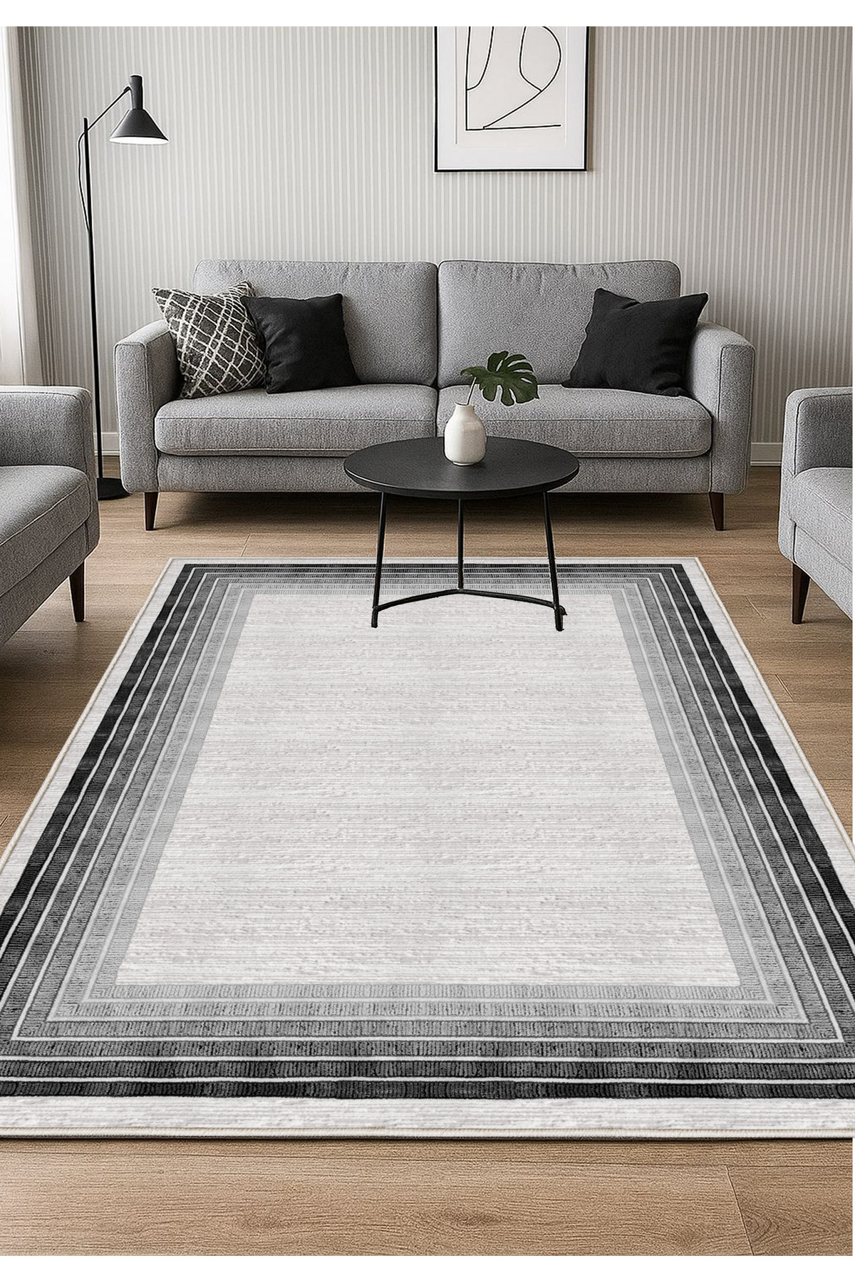Gray Digital Printed Carpet Washable Carpet Runner Lounge Rug with Non-Slip Base 779