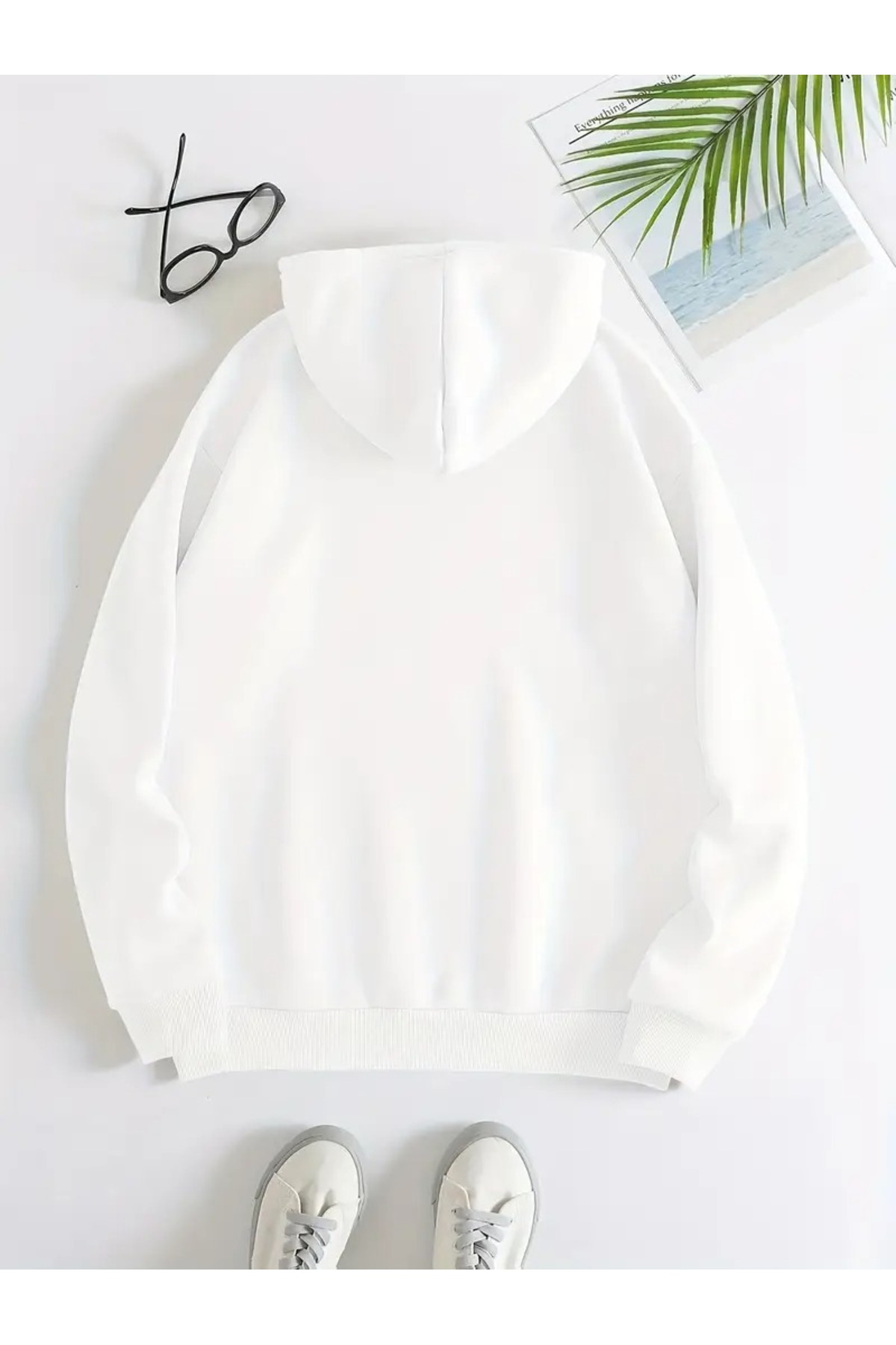 CLASİVA Kapuşonlu Sweatshirt 3iplik Rahat Şık Tasarım Oversize Unisex Yeni Sezon Baskısız Yazısız Sade görsel 5