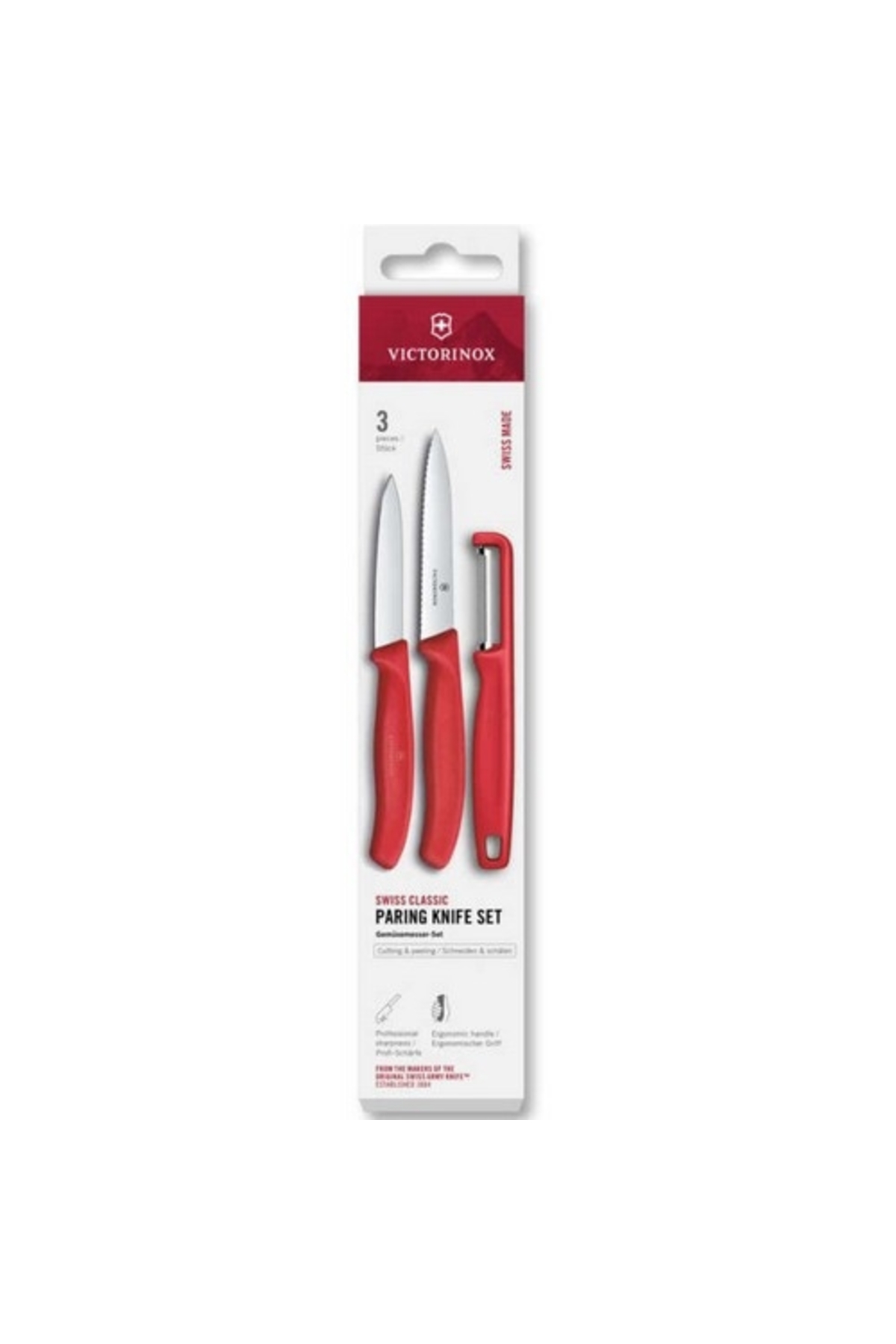 6.7111.33C1 Swiss Classic 3-Piece Knife and Peeler Set, Red