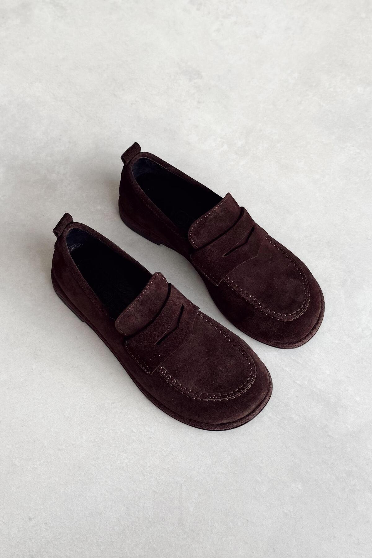 nope21shoess Brest Kahverengi Hakiki Deri Loafer görsel 2
