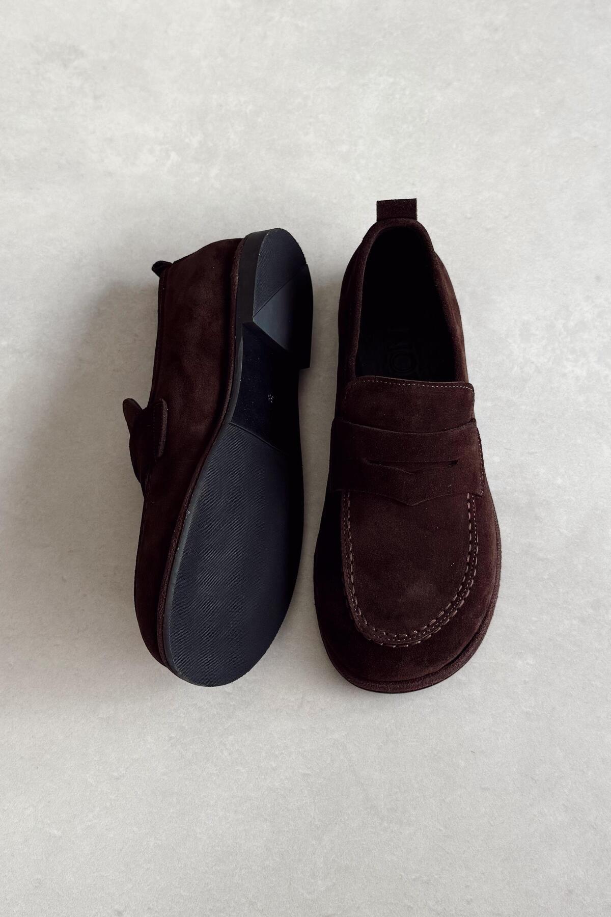 nope21shoess Brest Kahverengi Hakiki Deri Loafer