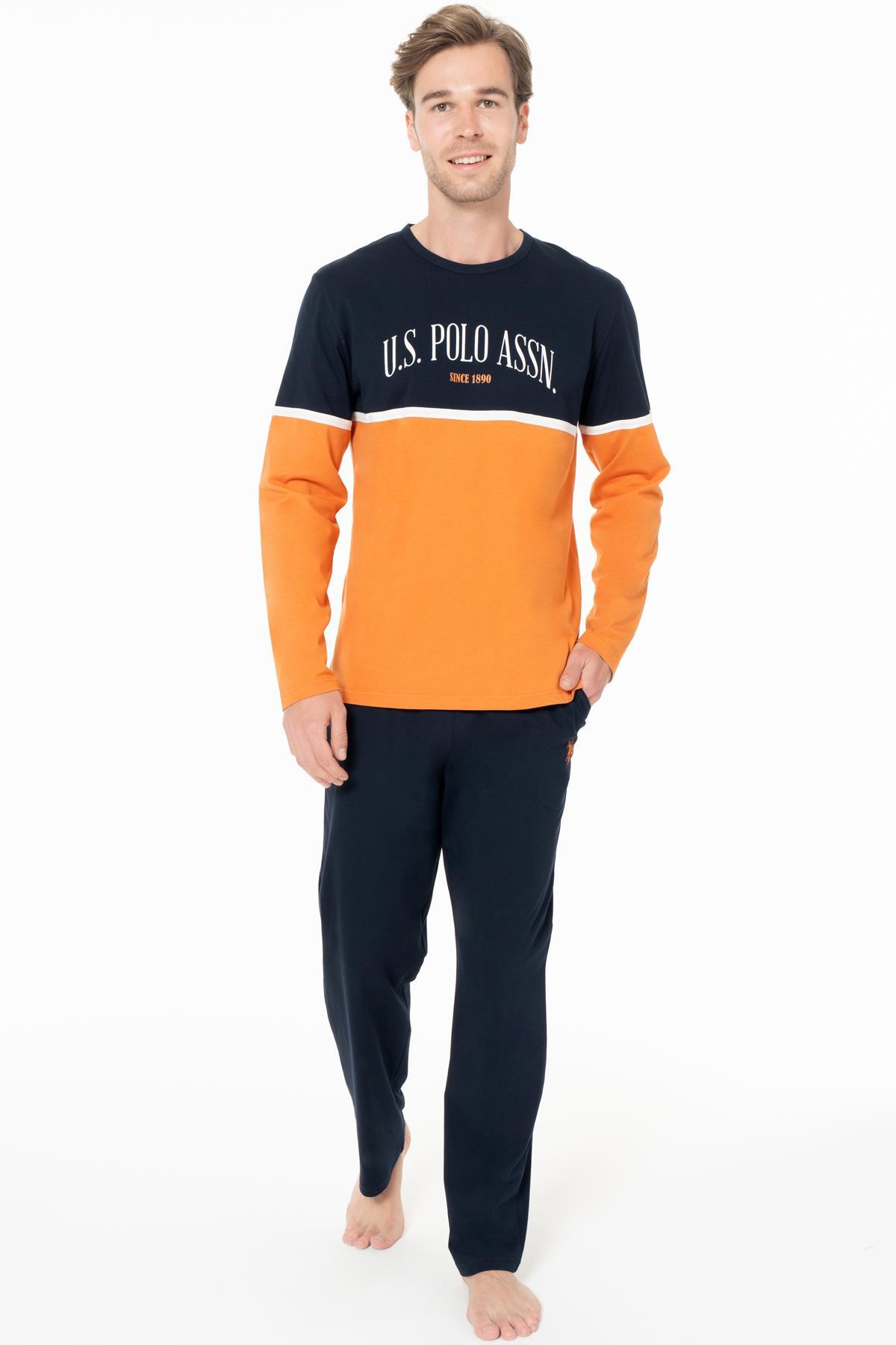 یو اس پولو ست لباس راحتی مردانه نخی طرح‌دار (بالا و پایین)