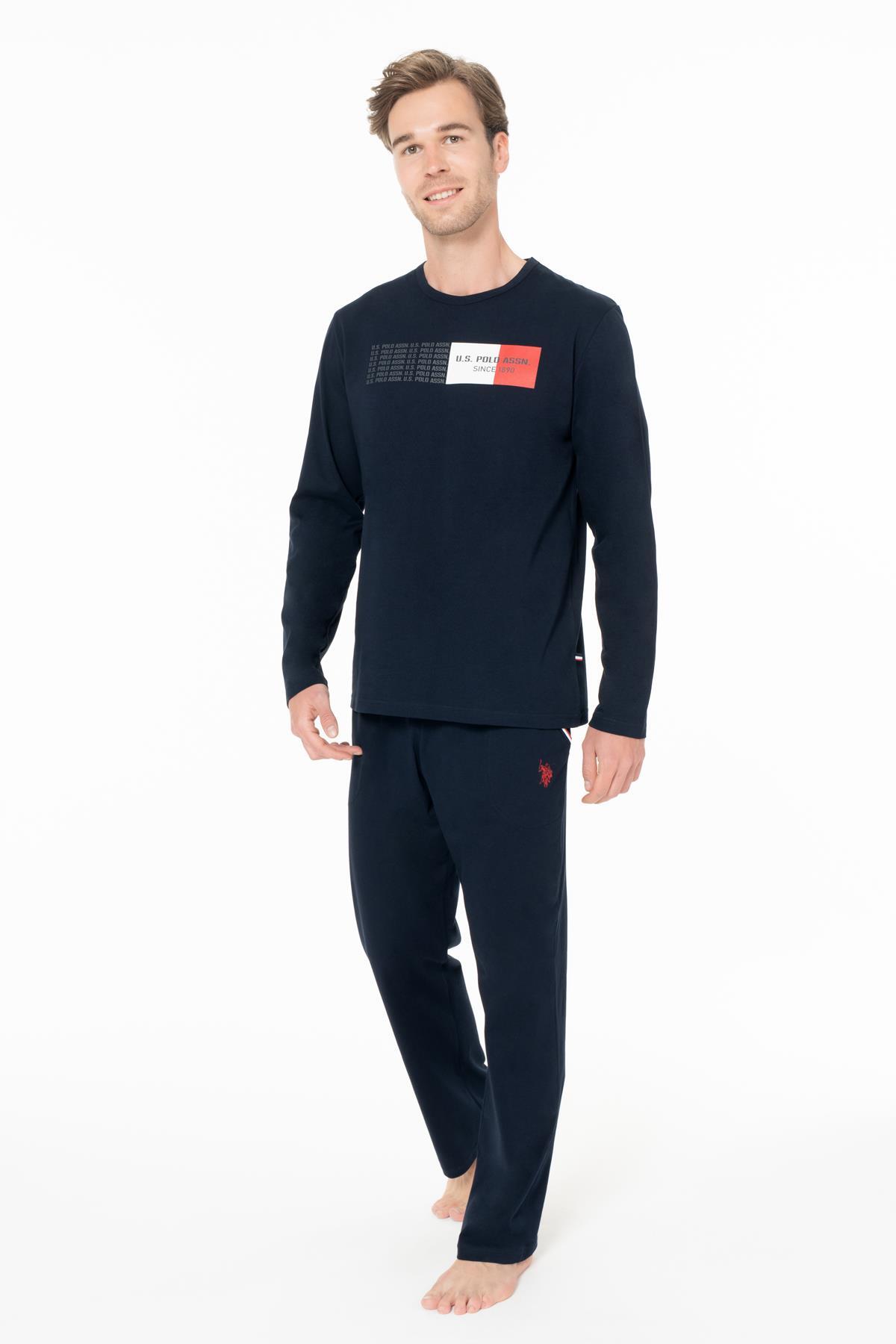 یو اس پولو ست تاپ و شورت مردانه نخی زمستانی طرح خانه‌داری