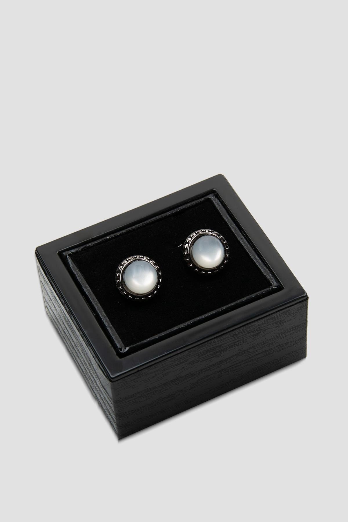 Abbate 98523 Black Beyaz Erkek Kol Düğmesi