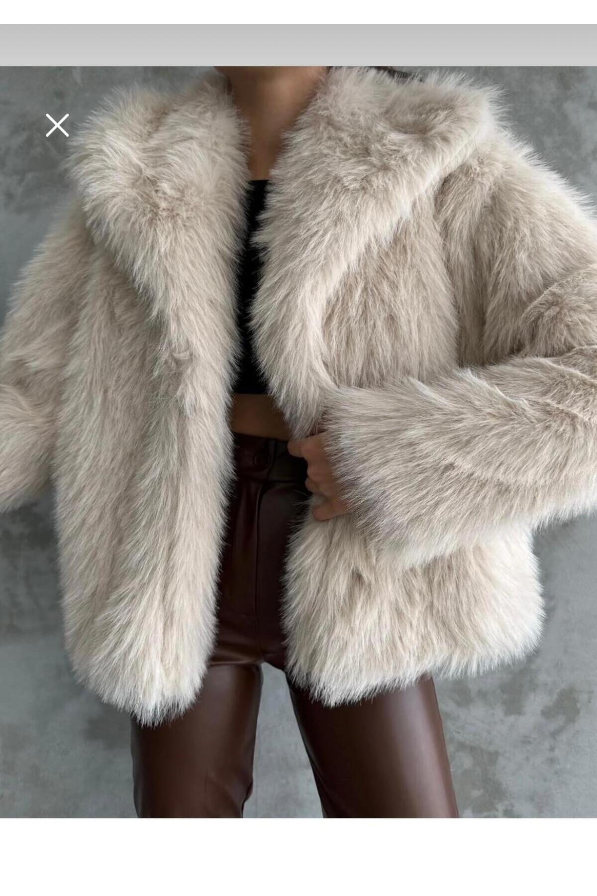 modazoom Soft Touch Oversize Premium γούνινο βελούδινο παλτό