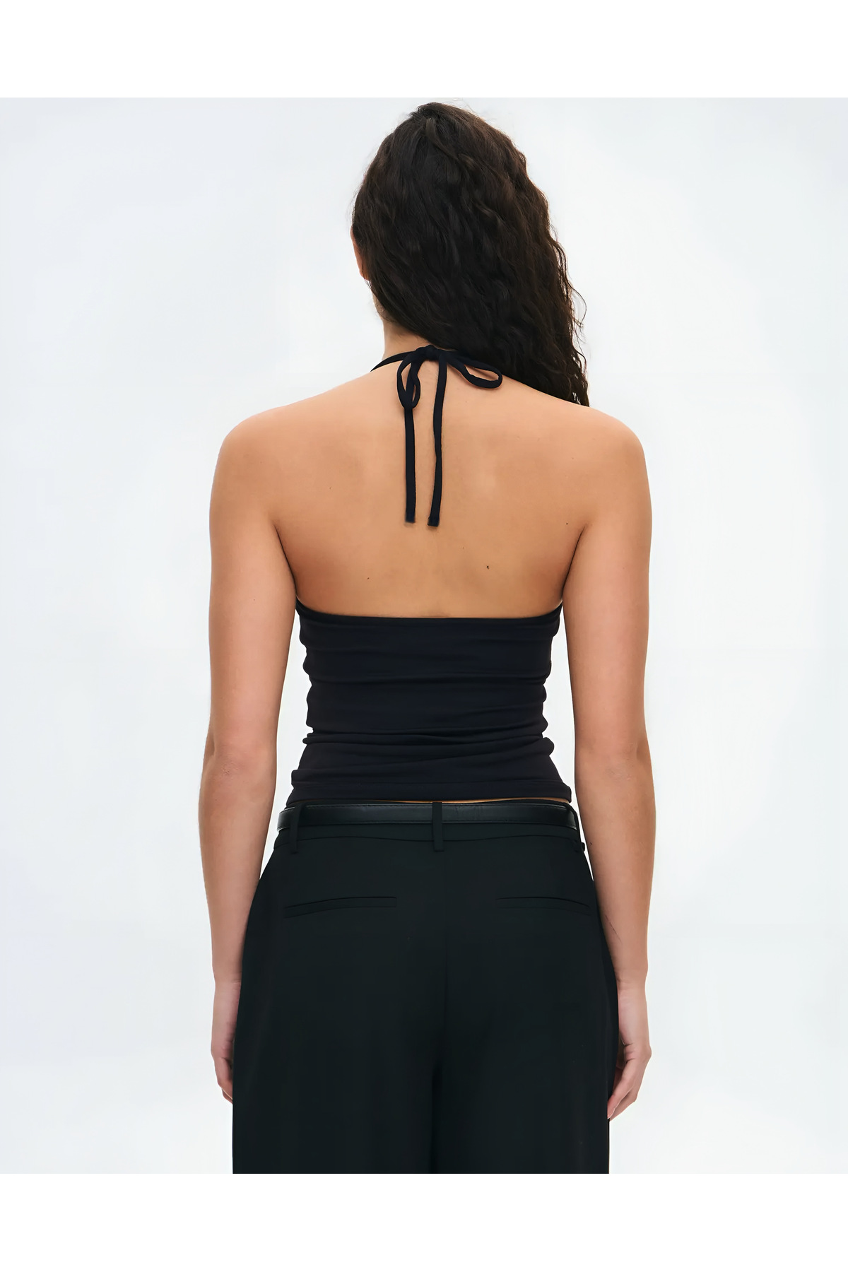 Baluxe  Halter Yaka Pamuklu Boyundan Bağlamalı Üst Bluz - Görsel 5