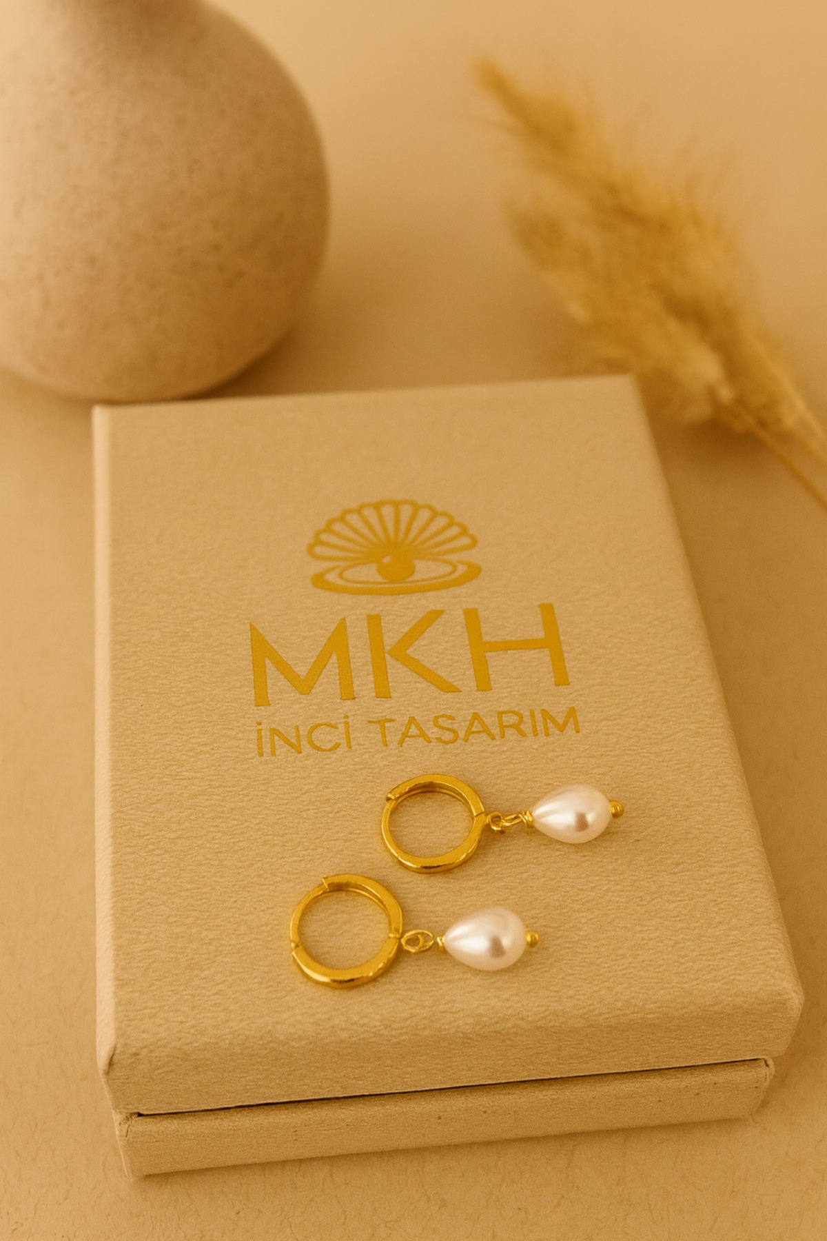 Gümüş Mayorka İncili Halka Küpe - 2