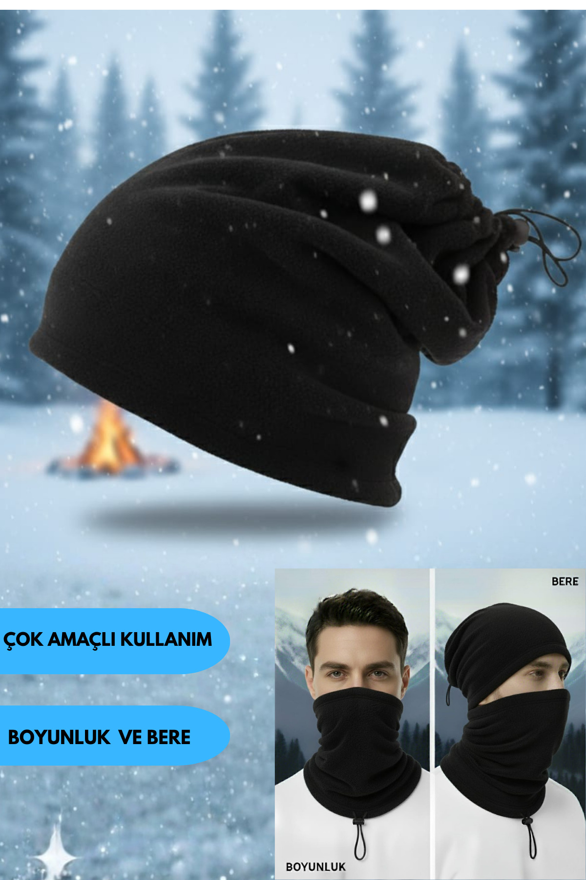 Kadın Erkek Kışlık Polar Tüylenme Yapmayan Soğuk Geçirmez (2 li Set) Şapka - Boyunluk — görsel 5 · LİMONBOYUNLUK5