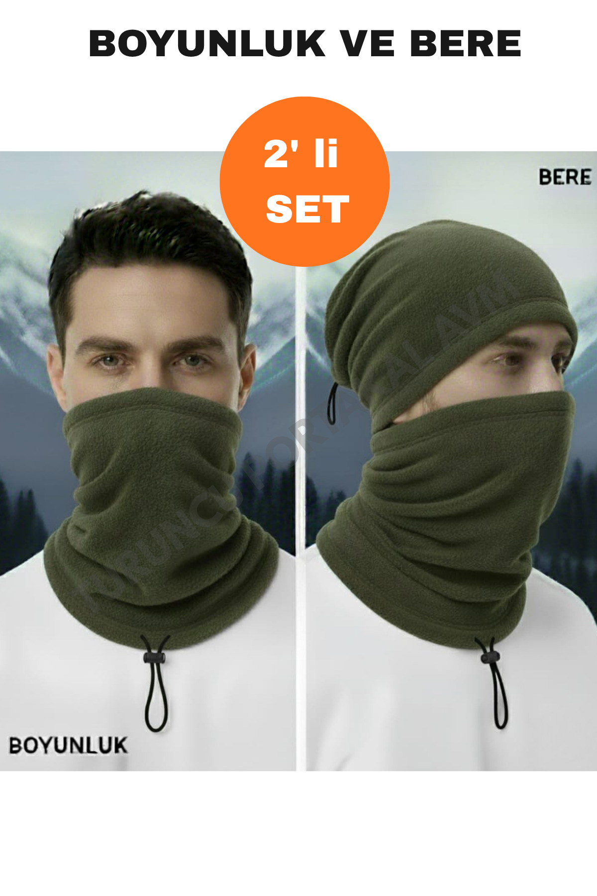 Kadın Erkek Kışlık Polar Tüylenme Yapmayan Soğuk Geçirmez (2 li Set) Şapka - Boyunluk — renk seçeneği