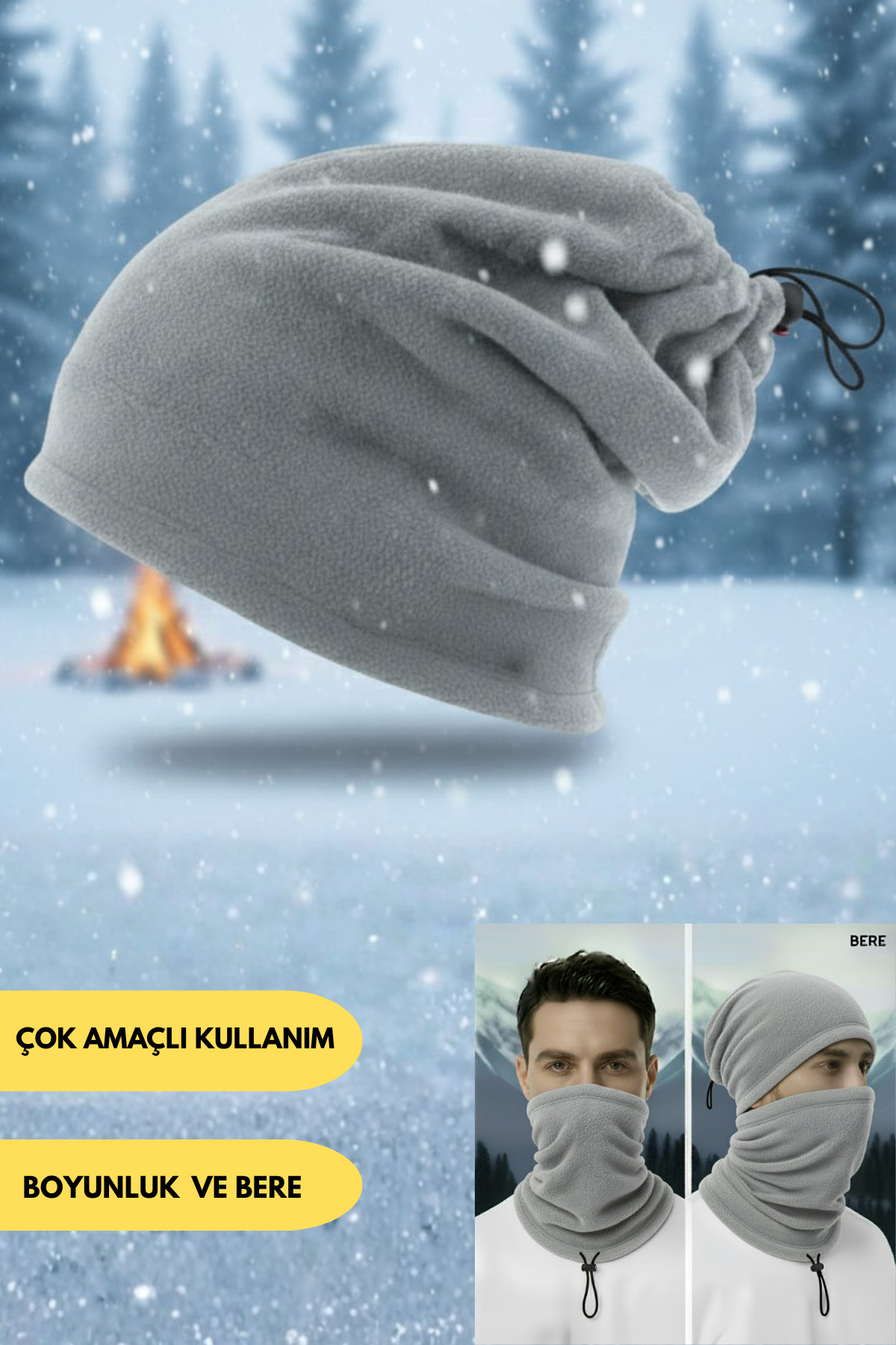 Kadın Erkek Kışlık Polar Tüylenme Yapmayan Soğuk Geçirmez (2 li Set) Şapka - Boyunluk — görsel 5