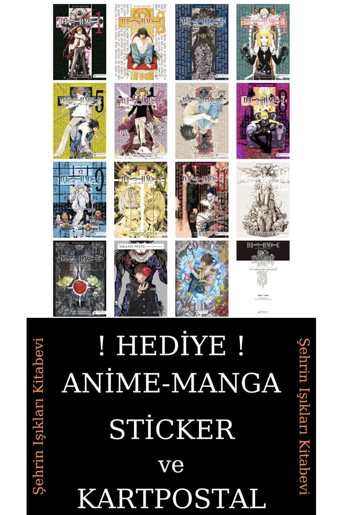 Akılçelen Death Note 1-2-3-4-5-6-7-8-9-10-11-12-13-14-15-16 Manga Seti ...