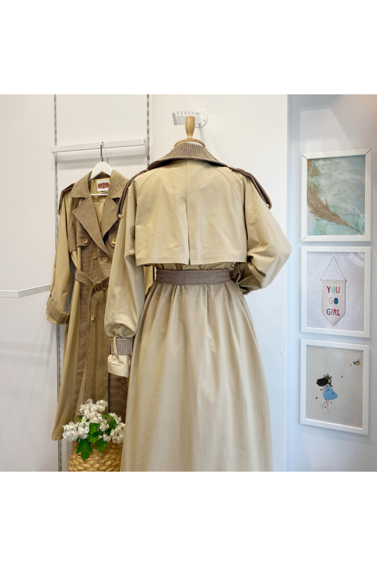 Faya Boutique Ekose Detaylı Gabardin Kumaş Trençkot görsel 2