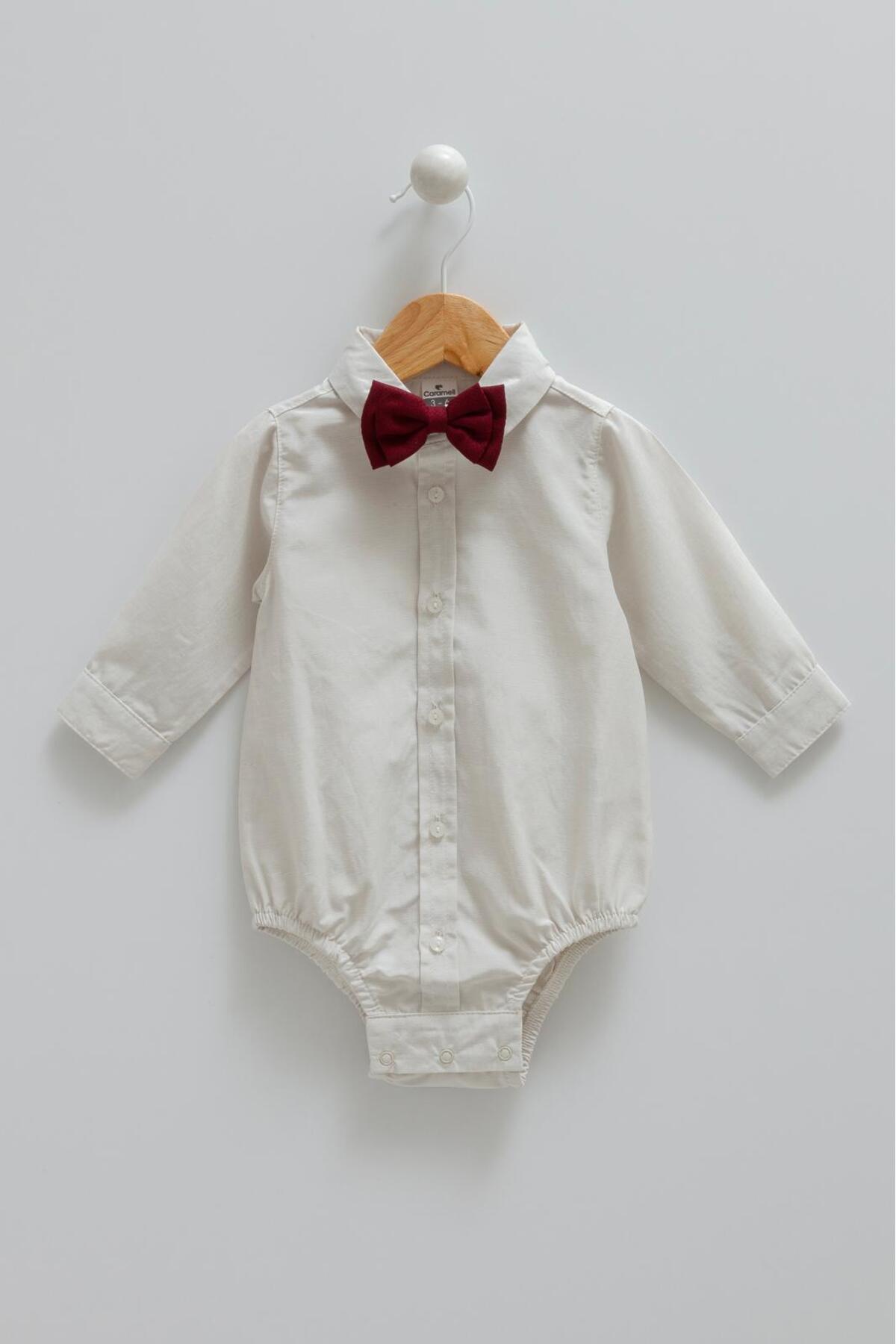 Caramell %100 Pamuk Erkek Bebek Gömlek Body Papyonlu Uzun Kollu 3-24 Ay | Şık ve Rahat