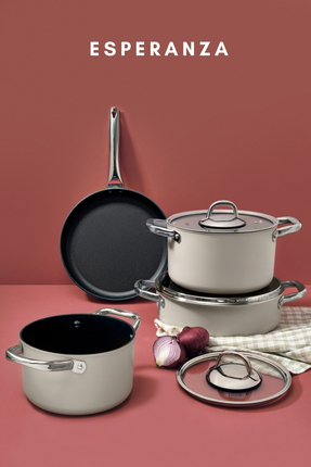 Gigilli Esperanza 7 Parça Titanyum Tencere ve Tava Seti Krem