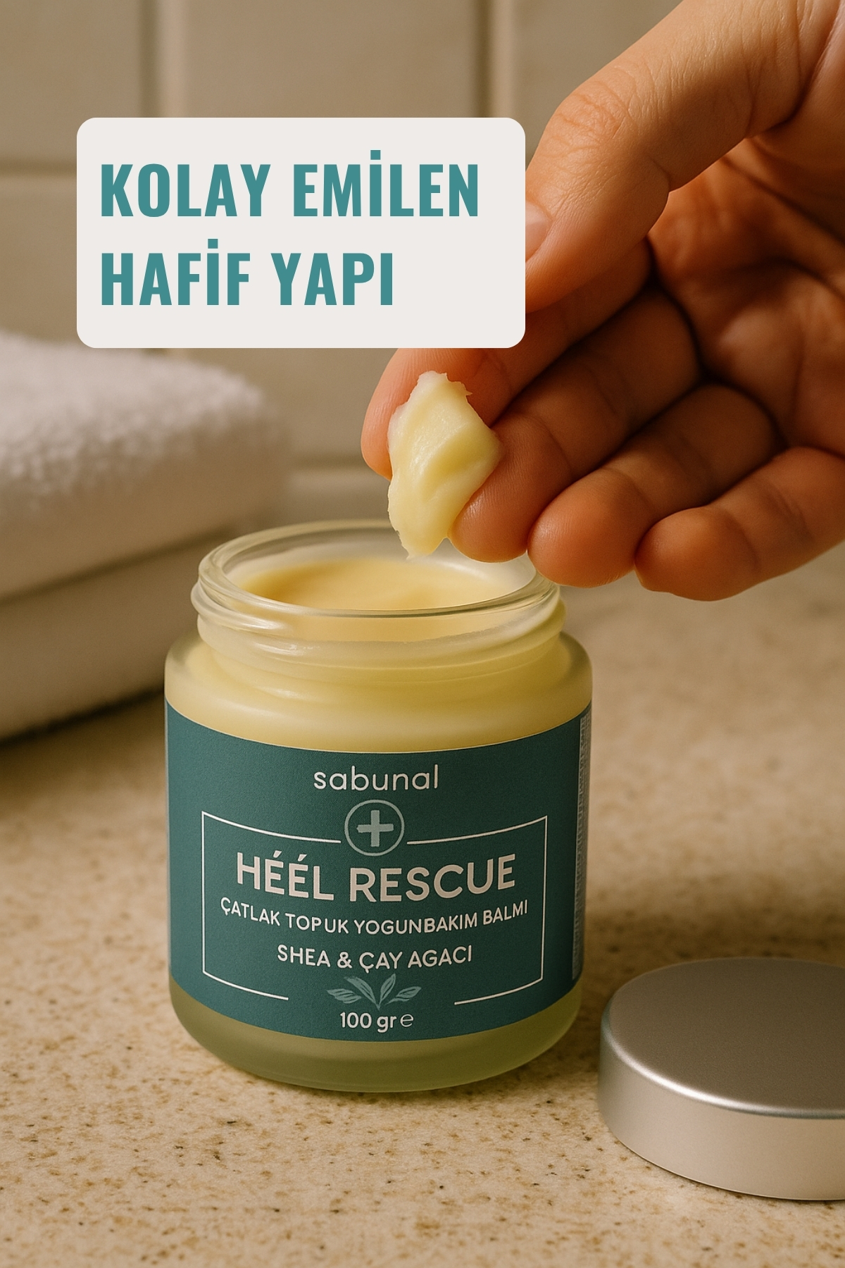 HEÉL RESCUE Çatlak Topuk Yoğun Bakım Balmı 100 gr, Shea & Çay Ağacı, Doğal Ayak Kremi — S25TPK100 — تصویر 5 از 8