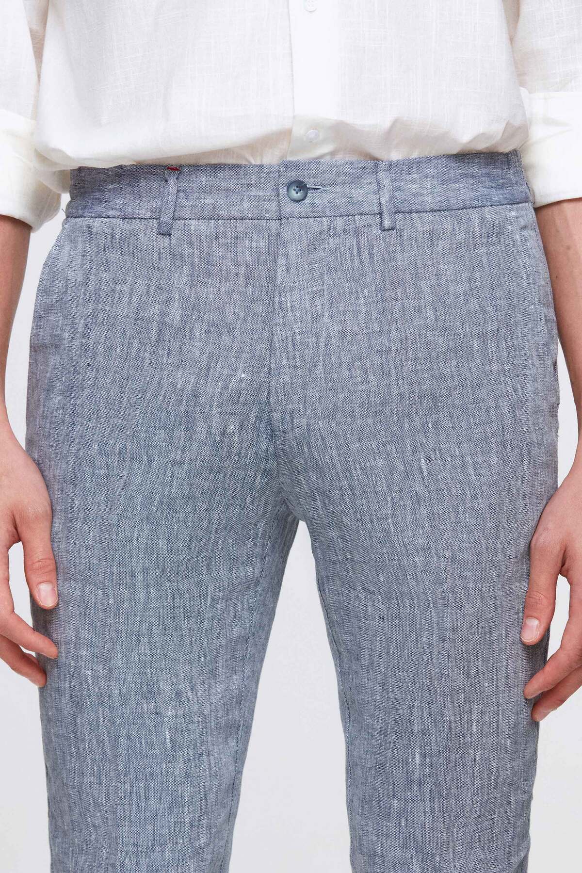 Ds Damat Slim Fit Navy Blue Plain Lenen Jogger Pants — سرمه‌ای 4HC03S2063230 — تصویر 2 از 5