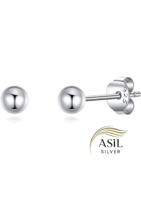 ASİL SİLVER ONLİNE 5 mm 925 Ayar Gümüş Top Küre Küpe (1 çift)