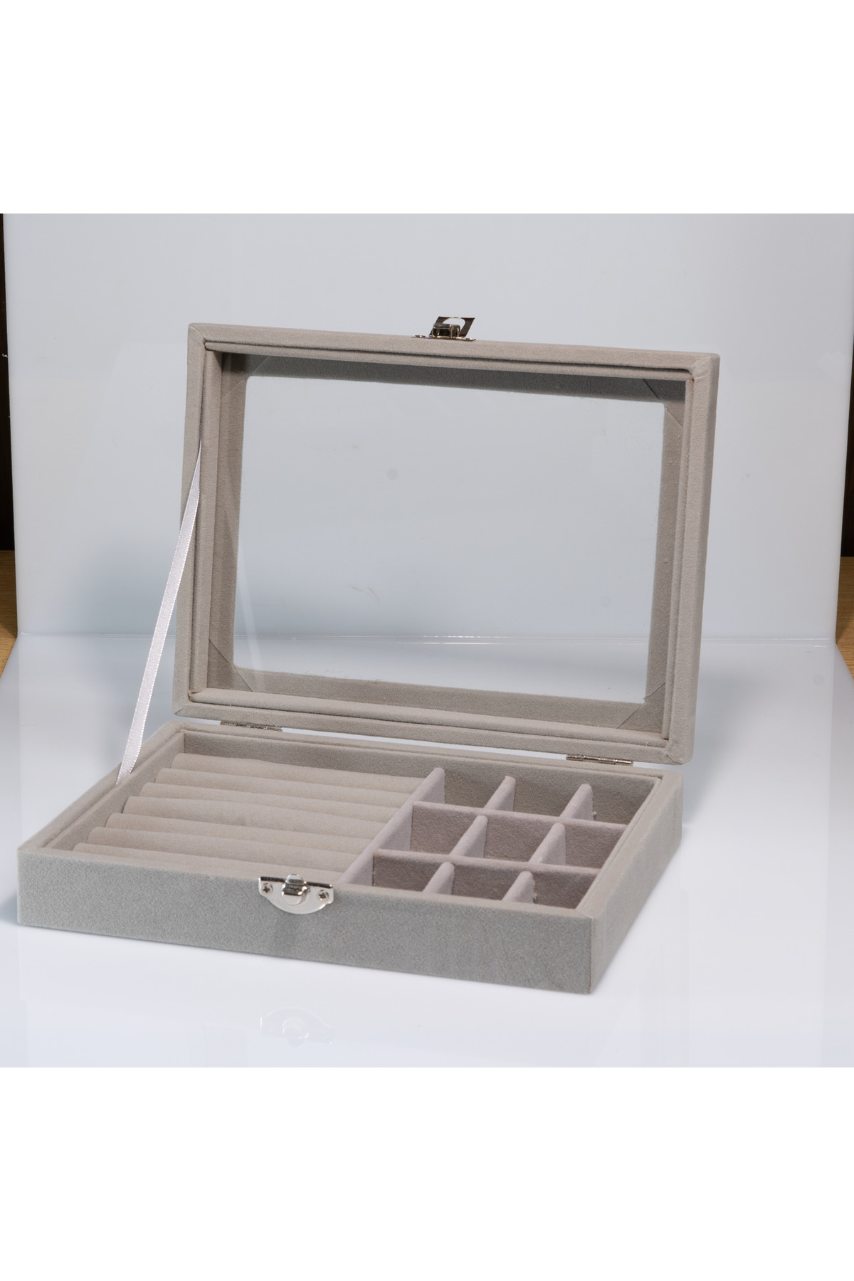 Gray Glass Drawer Jewelry Organizer