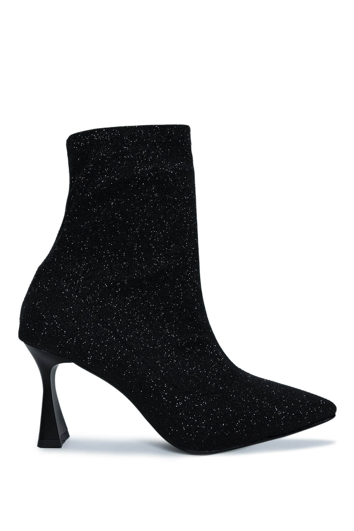 تامر تانجا چکمه‌های پاشنه بلند مشکی پارچه‌ای زنانه