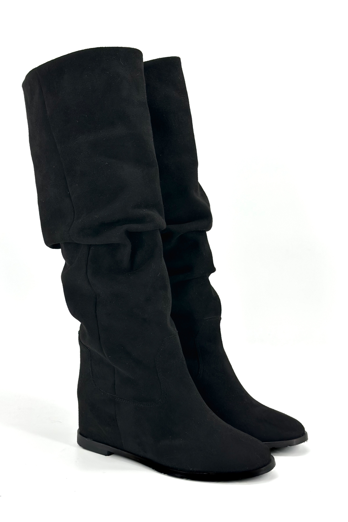 Shoebutik  Nora Siyah Süet Gizli Dolgu Topuk Kadın Çizme - Görsel 4