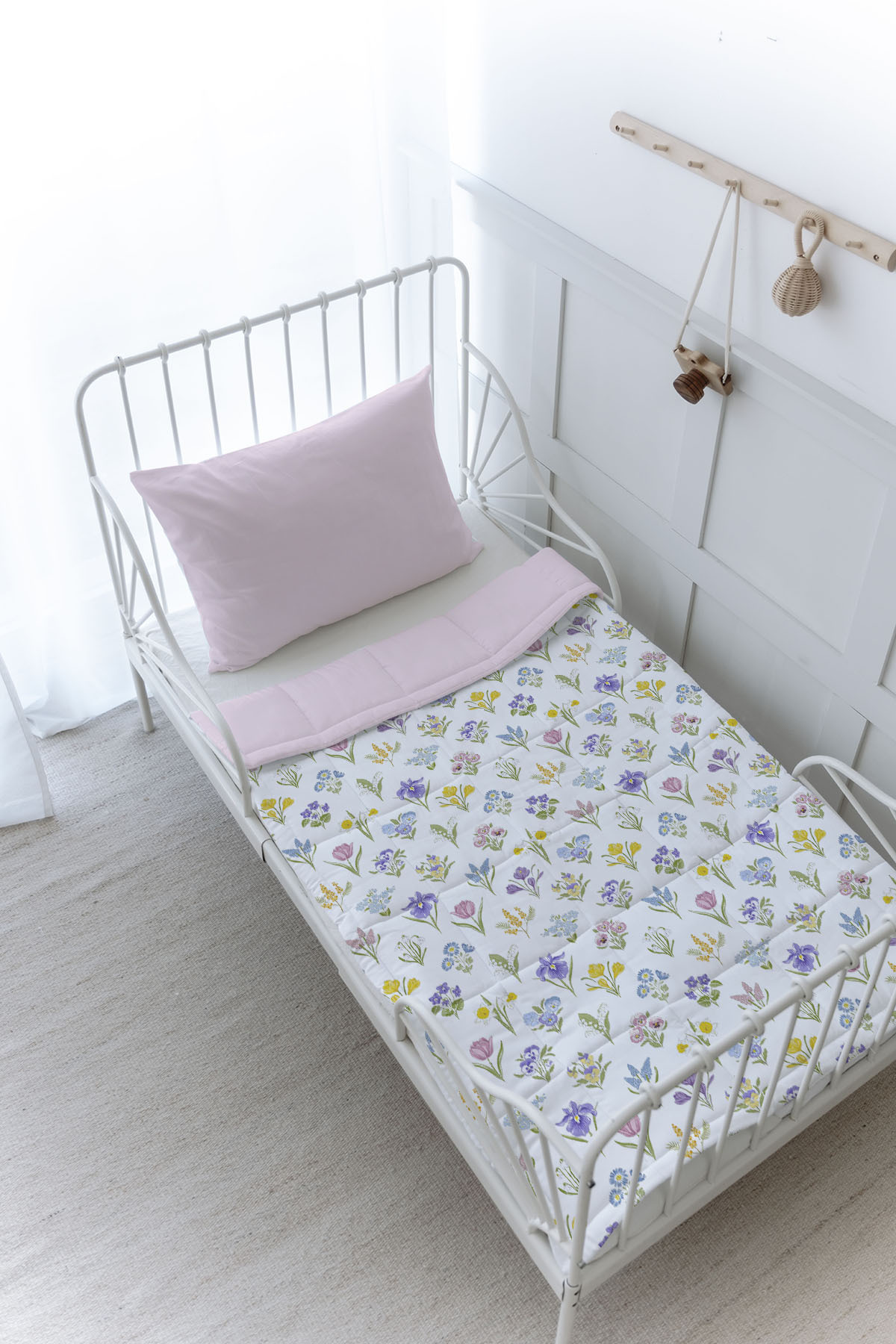 Tuğba Kuğu Organik Baskılı Montessori (100x200 Cm) Yorgan Seti - Iconic Serisi - Bloomy Spring