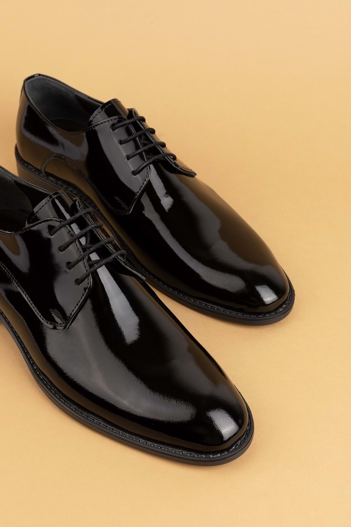 Gondol  Erkek Hakiki Deri Klasik Damat Ayakkabı pş.90 Siyah Rugan - Görsel 3